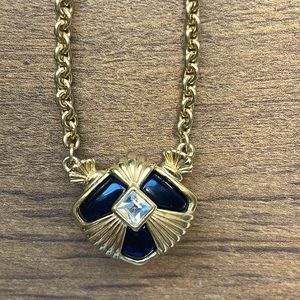 Vintage Avon Dual pendant necklace. Remove the black for a rhinestone pendant.